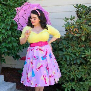 Pinup Couture Pinup Girl Clothing Dapper Day Lounging Lobsters Jun Skirt 2X